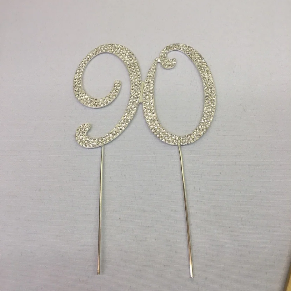 90th Rhinestone Cake Topper